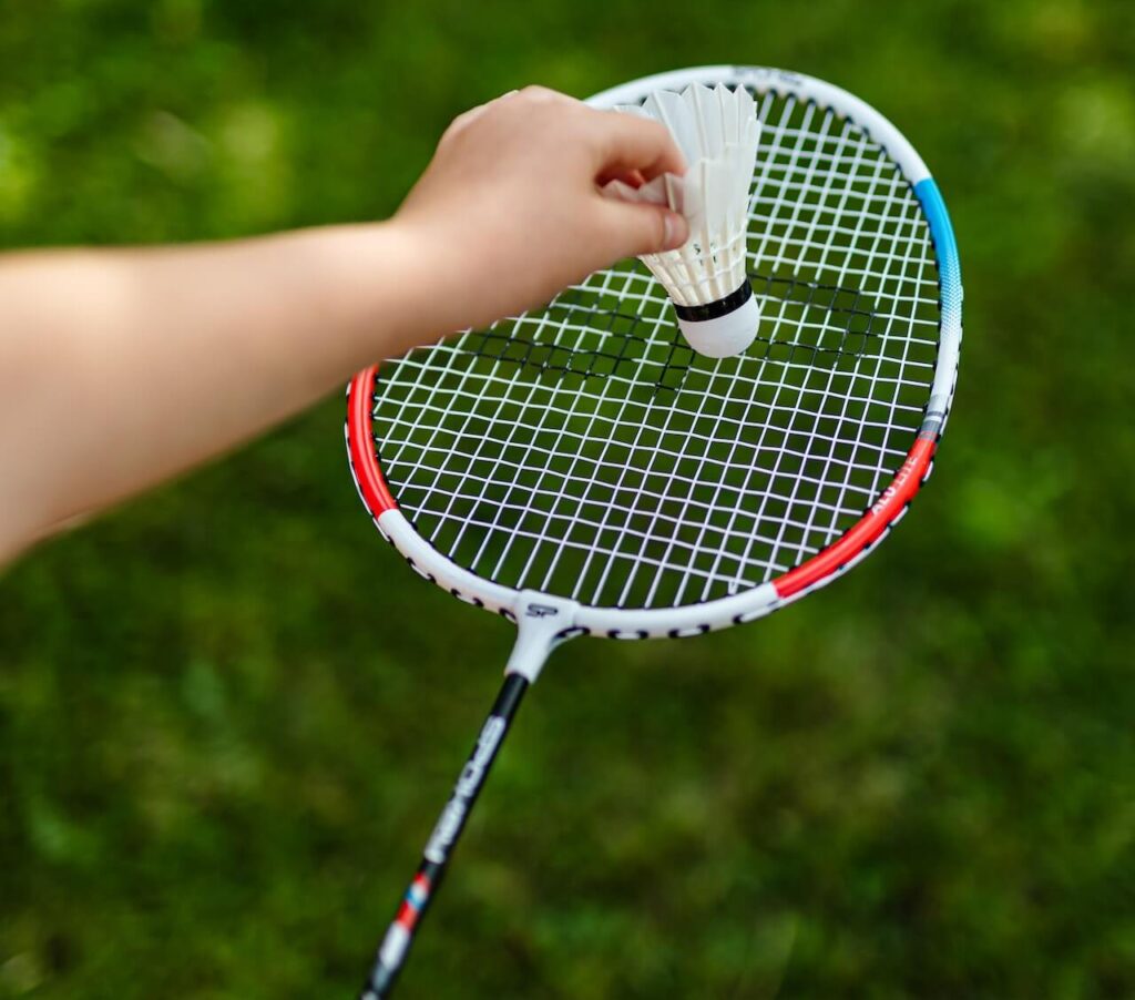 Badminton badminton badmintonrack med händer