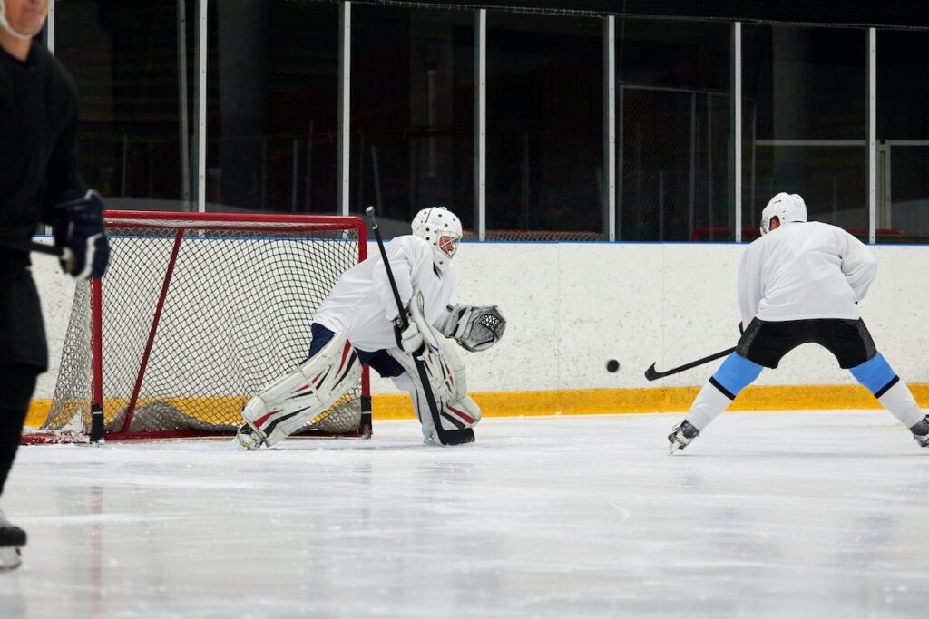 Hockey hockeymålvakt pa is