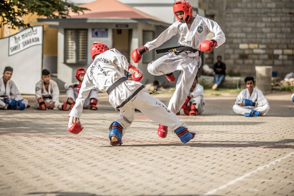 Taekwondo match med taekwondo